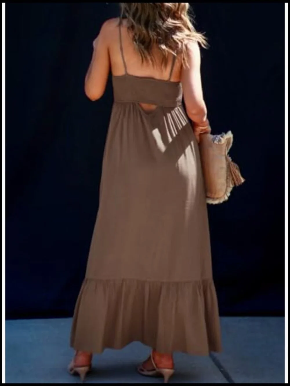 Sleeveless Spaghetti Strap Smocked Maxi Dress with Pockets - Picture 2 of 7